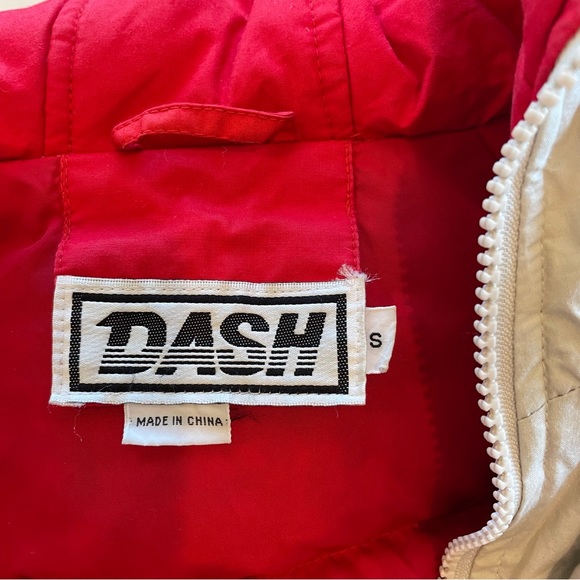 DASH Winter Parka Coat Women's Small Tan Red Duck Down Hood Zipper Buttons - Picture 8 of 16